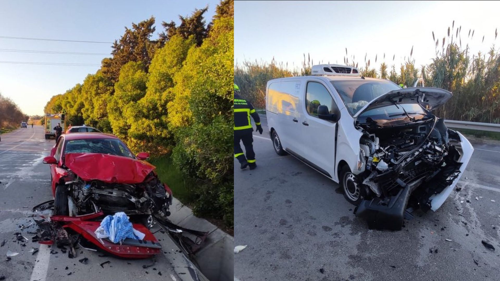 Vehículos que han colisionado de frente en la A-2004 Jerez-Algeciras.