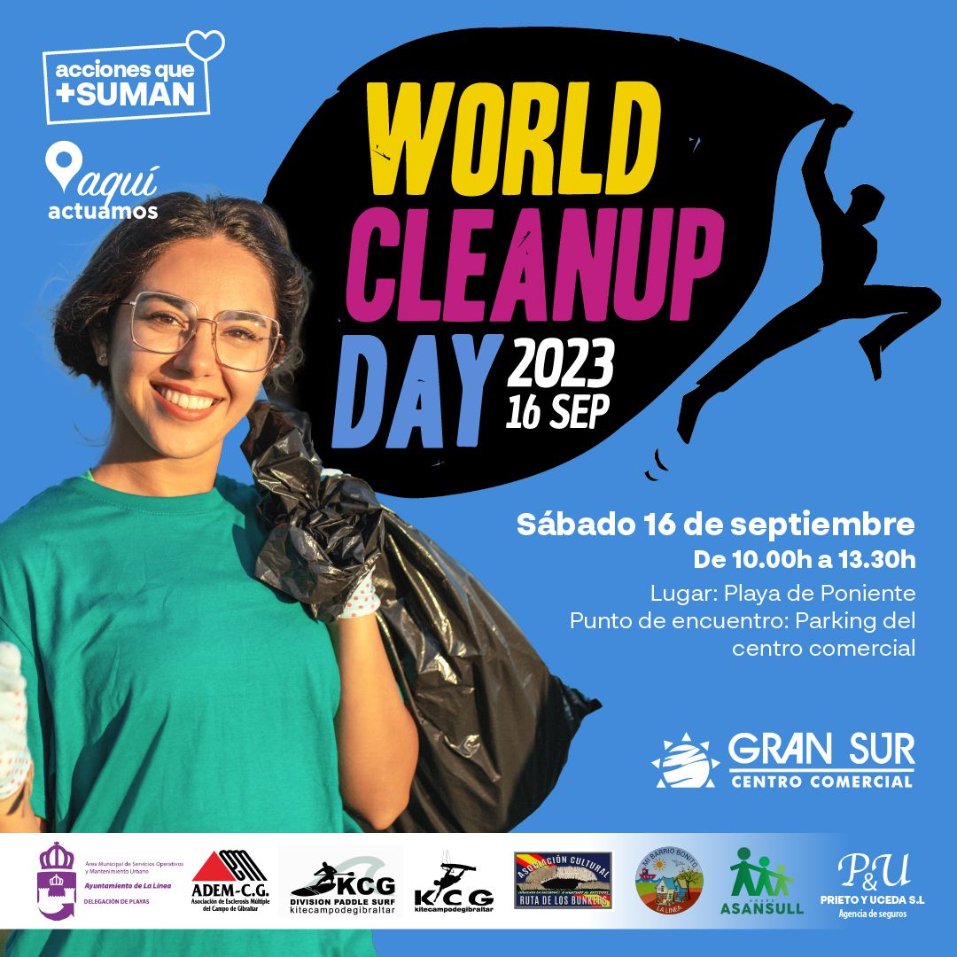 Gran Sur organiza una jornada de limpieza en la Playa de Poniente por el World Clean Up Day.