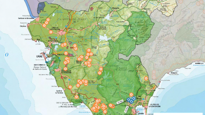 Mapa de emplazamiento de parques eólicos en desarrollo y en funcionamiento. Imagen de Torsa. 