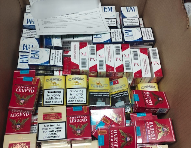 Cajetillas de tabaco intervenidas. Imagen de archivo. Gibraltar reduce su peso como mercado origen del tabaco ilegal en España