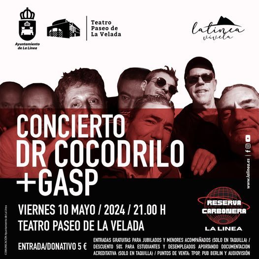 El Teatro Paseo de La Velada acoge este viernes un nuevo concierto de Dr. Cocodrilo+Gasp. 