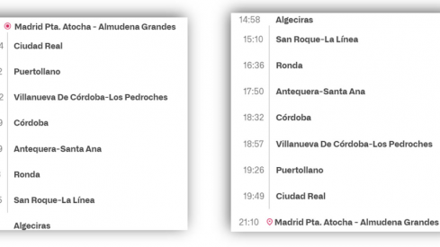 Horarios Intercity Madrid-Algecias a partir del 16 de septiembre