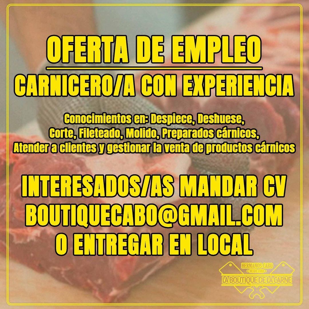 Cartel con la oferta de empleo de la 'Boutique de la Carne'.