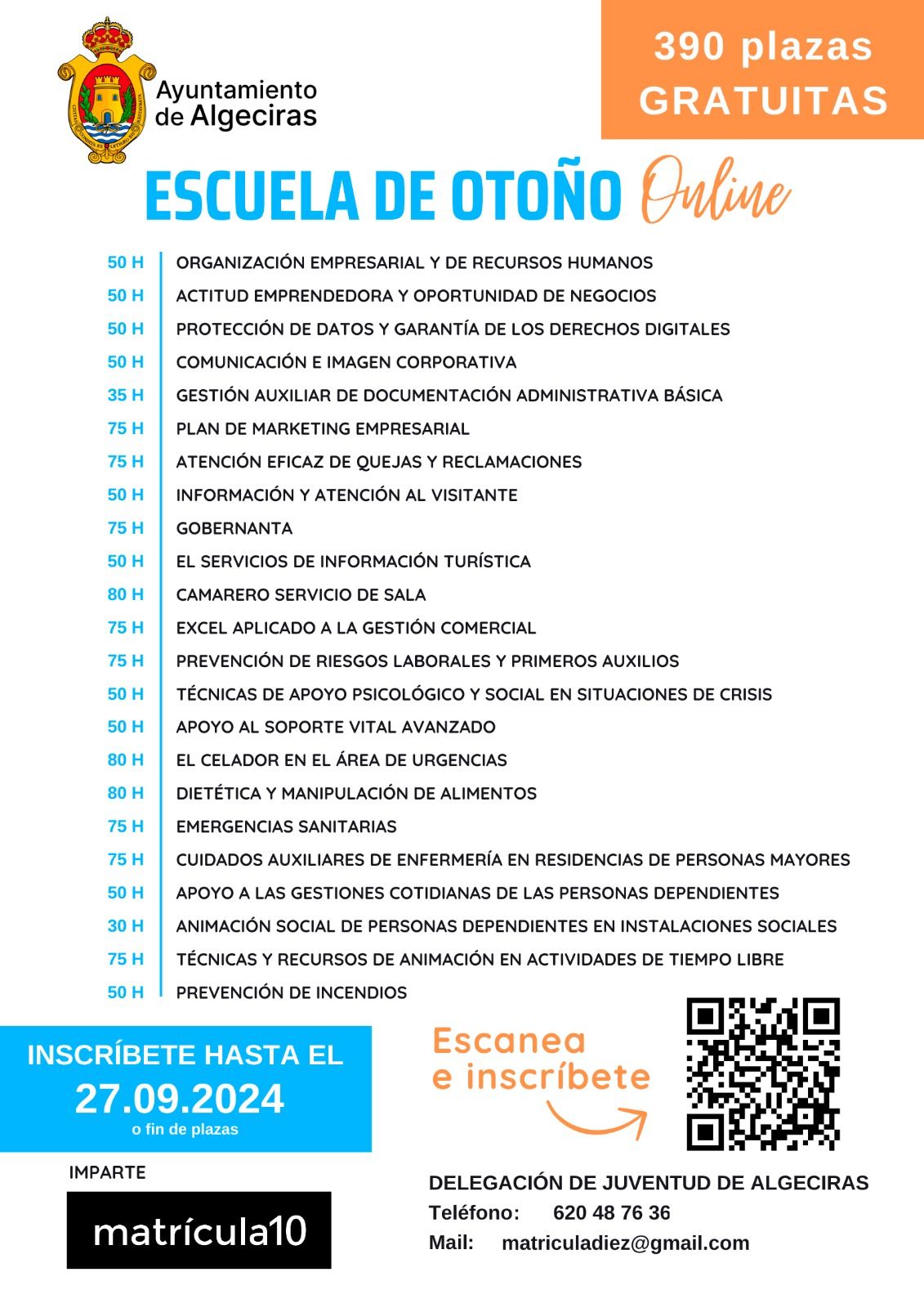 Cartel de los cursos.