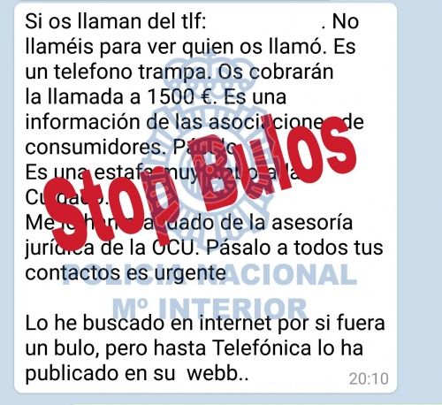 La Policía Nacional alerta de los bulos por internet y grupos de Whatsapp. 