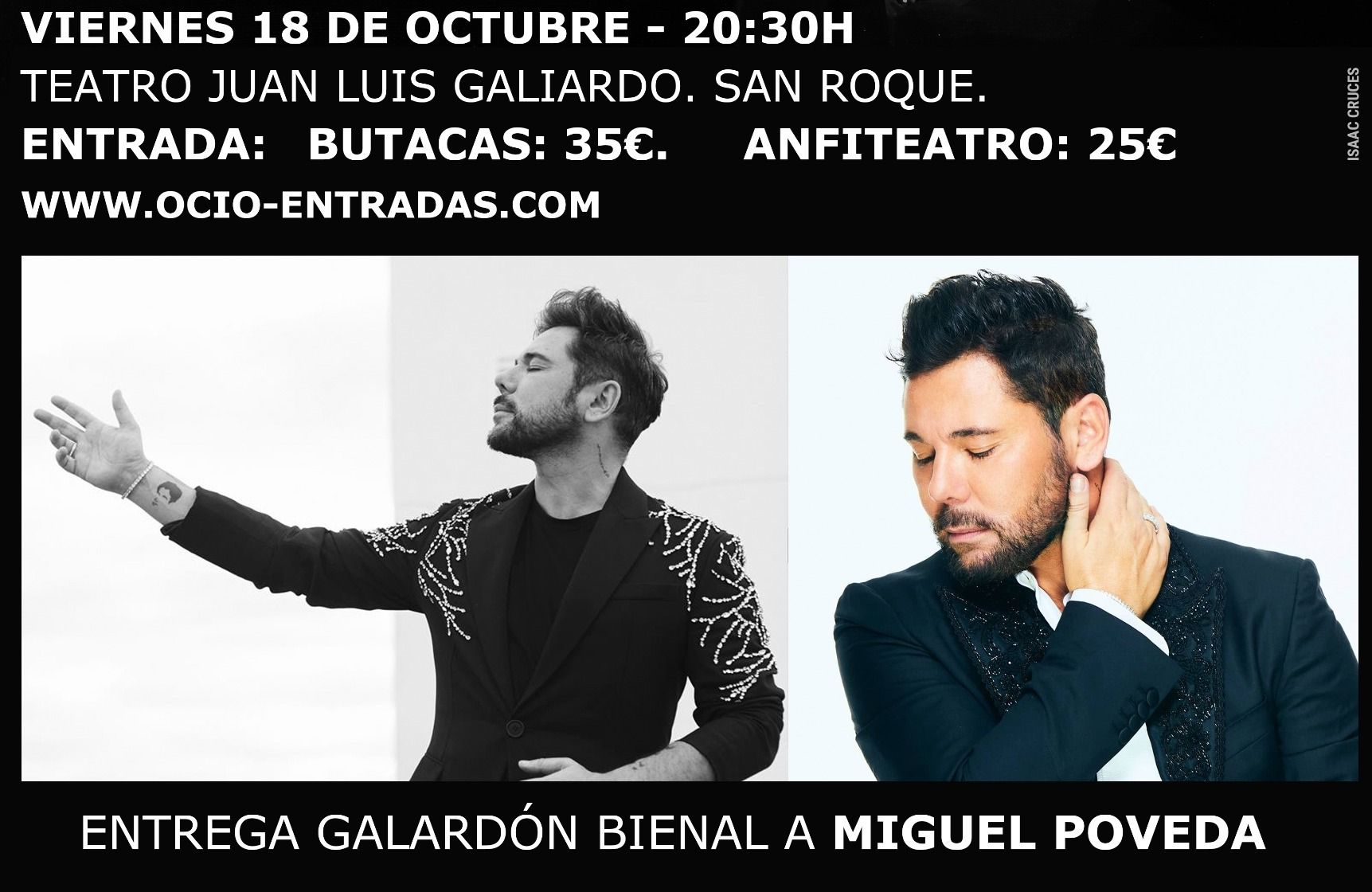 Miguel Poveda, este viernes en la V Bienal de Arte Flamenco Canela de San Roque