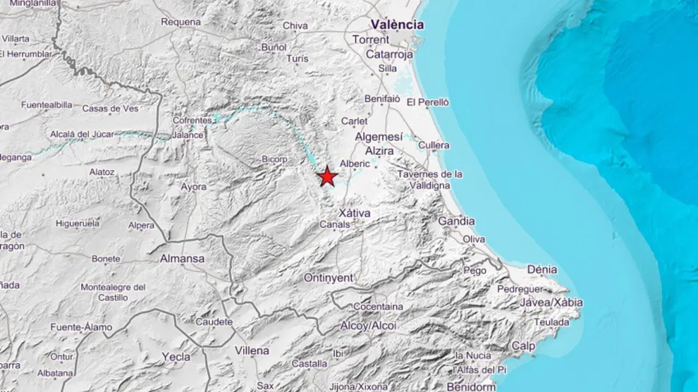 Cuatro terremotos sacuden Valencia en menos de dos horas. Imagen del Instituto Geográfico Nacional (IGN).