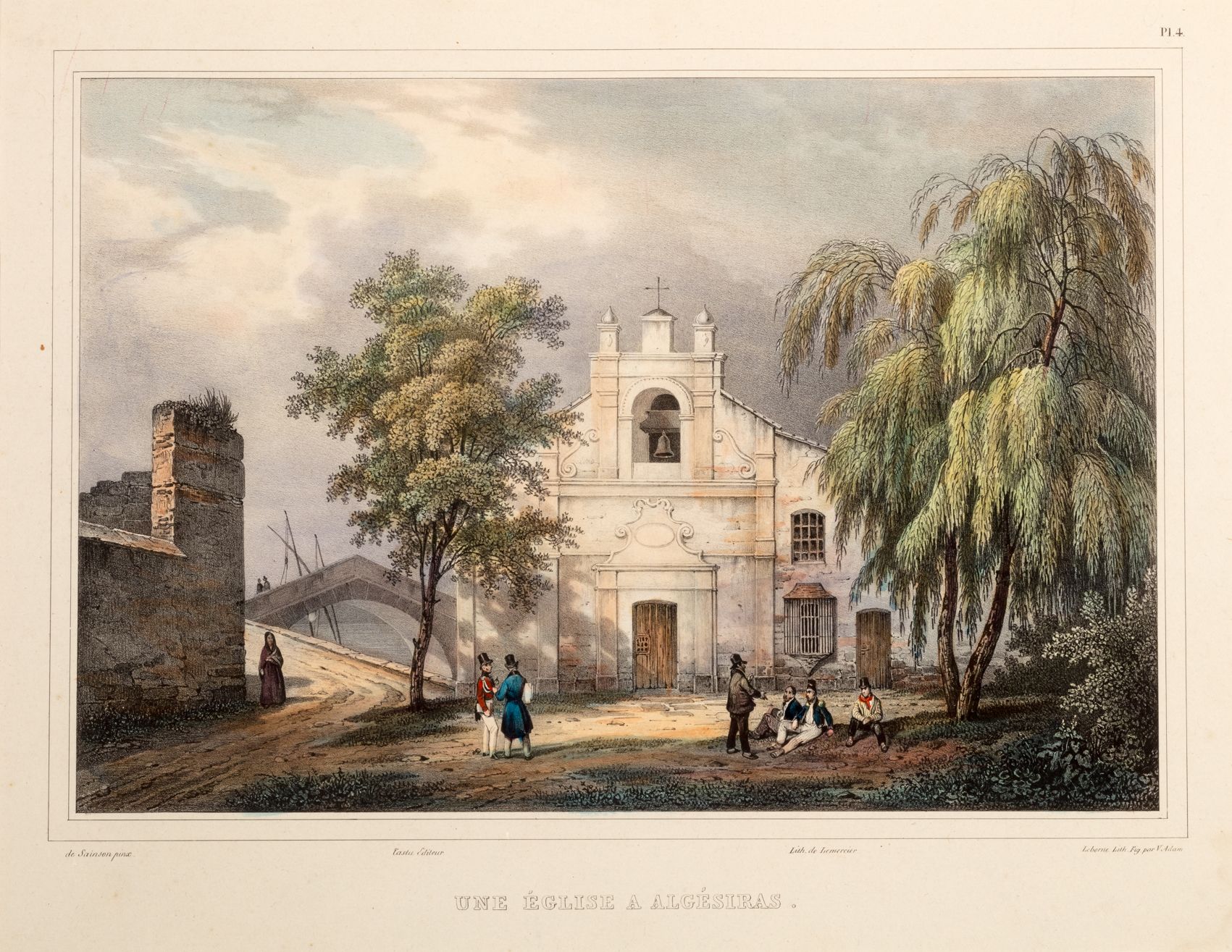 Grabado de 1833 de la Capilla del Cristo de la Alameda. 